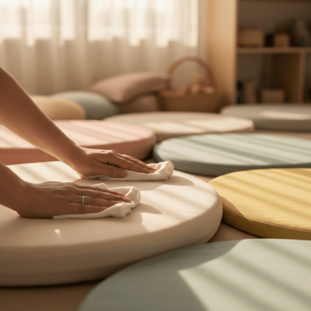 Gentle cleaning of rest mats in childcare